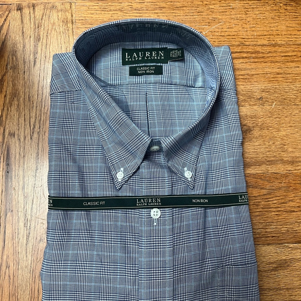 Ralph Lauren Gray Dress Shirt with Subtle Plaid